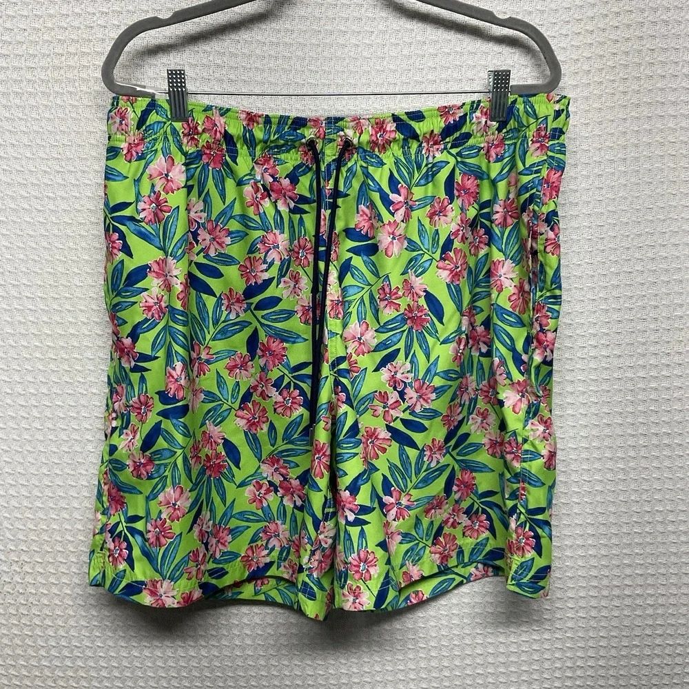 NEW Lands' End Mens 7,5 Inch Volley Swim Trunk Shorts Size XL Bright Floral Mesh